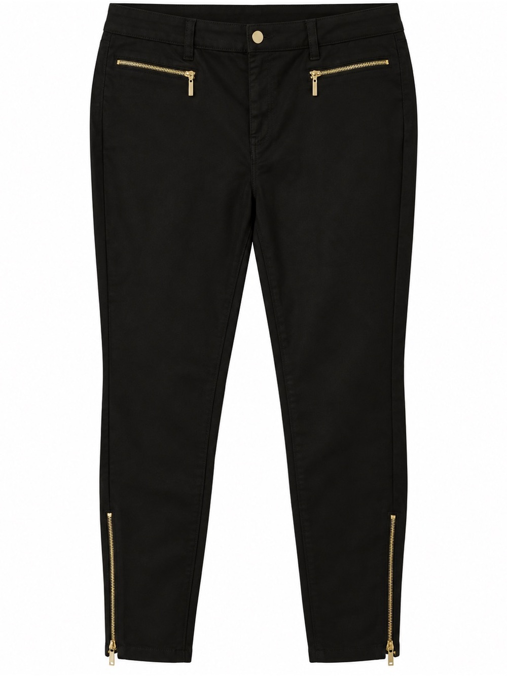 NWT Jennifer Lopez Black Skinny Jeans with Gold Zipper Accents